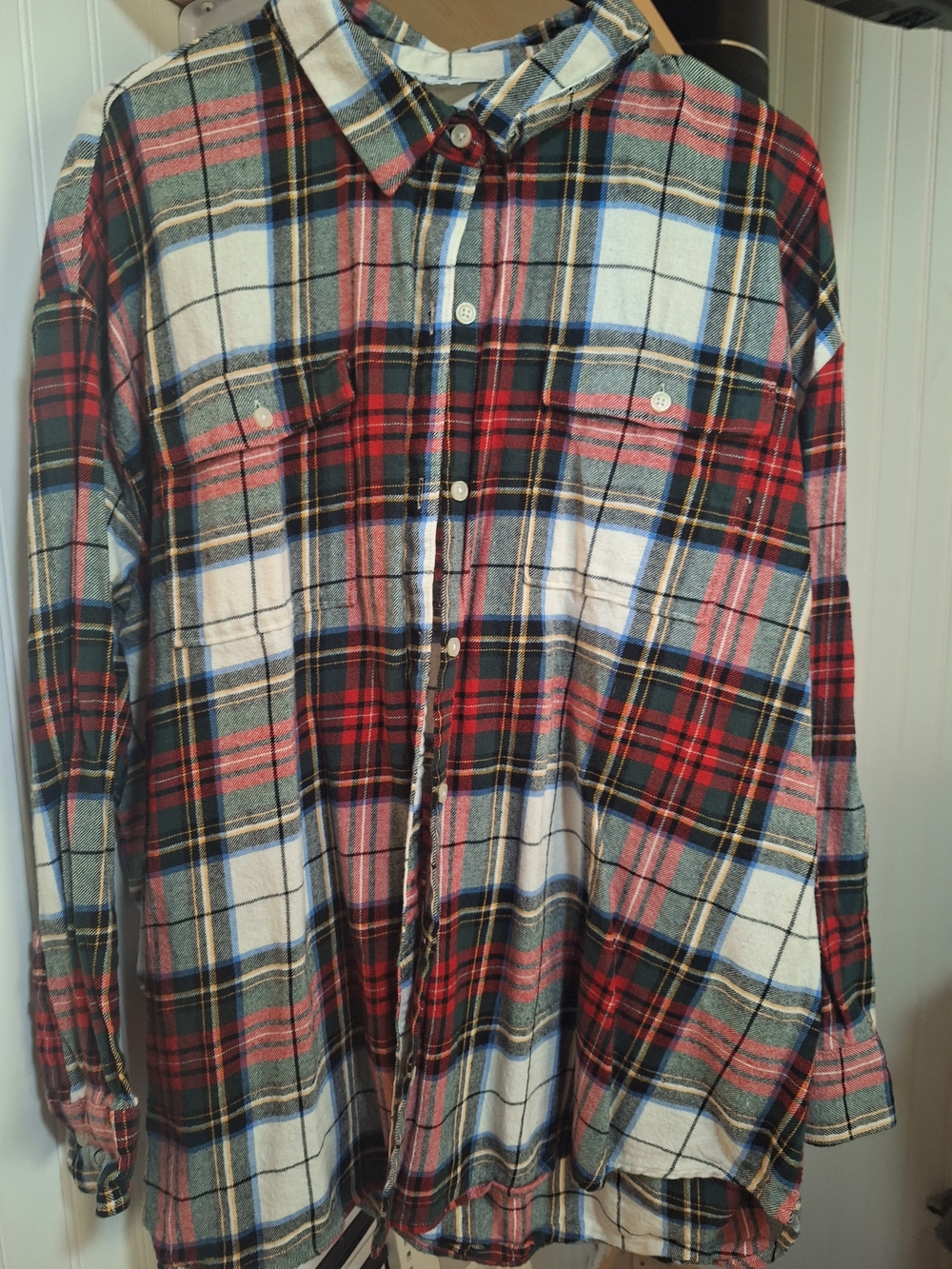 Columbia Red, Green & White Plaid Button-Down Shirt
